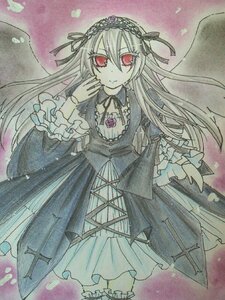 Rating: Safe Score: 0 Tags: 1girl black_dress black_ribbon closed_mouth dress eyebrows_visible_through_hair flower frills hairband image long_hair long_sleeves looking_at_viewer red_eyes ribbon rose smile solo suigintou traditional_media very_long_hair watercolor_(medium) wide_sleeves wings User: admin