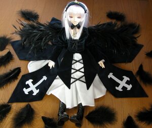 Rating: Safe Score: 0 Tags: 1girl black_wings boots doll dress feathers frills hairband long_hair long_sleeves looking_at_viewer photo ribbon rose silver_hair solo standing suigintou wings User: admin