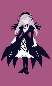 Rating: Safe Score: 0 Tags: 1girl boots cross dress flower full_body hairband image long_hair long_sleeves pink_background purple_background rose simple_background solo standing suigintou wings User: admin