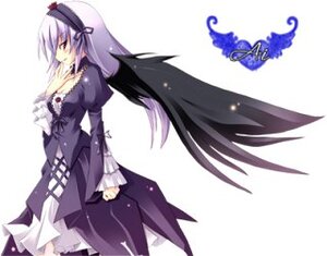 Rating: Safe Score: 0 Tags: 1girl detached_collar dress frills hairband image juliet_sleeves long_hair long_sleeves puffy_sleeves simple_background solo standing suigintou very_long_hair white_background wings User: admin