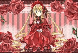 Rating: Safe Score: 0 Tags: 1girl blonde_hair blue_eyes bonnet bow cup dress flower image long_hair pink_background pink_flower pink_rose purple_rose red_dress red_flower red_rose red_theme rose rose_petals shinku smile solo teacup thorns twintails very_long_hair User: admin