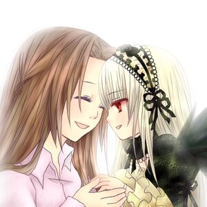 Rating: Safe Score: 0 Tags: 2girls :d black_wings blush brown_hair closed_eyes dress frills hairband holding_hands image kakizaki_megu long_hair long_sleeves multiple_girls open_mouth red_eyes smile solo suigintou wings yuri User: admin