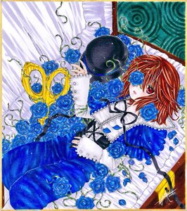 Rating: Safe Score: 0 Tags: 1girl blue_flower blue_rose costume_switch dress eyepatch flower image marker_(medium) purple_rose red_eyes red_rose rose signature solo traditional_media yellow_flower yellow_rose User: admin