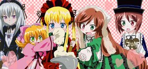 Rating: Safe Score: 0 Tags: :o blonde_hair blue_eyes bow brown_hair dress frills green_dress green_eyes hairband hat head_scarf heterochromia hina_ichigo image long_hair long_sleeves multiple multiple_girls open_mouth pink_bow red_eyes shinku siblings silver_hair sisters souseiseki suigintou suiseiseki tagme twins twintails very_long_hair watering_can User: admin