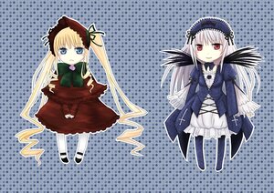 Rating: Safe Score: 0 Tags: 2girls blonde_hair blue_eyes bow dress drill_hair flower frills halftone halftone_background image long_hair long_sleeves looking_at_viewer multiple_girls pair polka_dot polka_dot_background red_eyes shinku silver_hair standing suigintou twintails very_long_hair wings User: admin