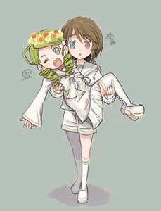 Rating: Safe Score: 0 Tags: 2girls arm_around_shoulder blonde_hair bow brown_hair carrying commentary_request drill_hair green_eyes green_hair grey_background hair_bow heterochromia image kanaria long_hair long_sleeves multiple_girls one_eye_closed open_mouth otofu_material pair pleated_skirt princess_carry red_eyes rozen_maiden saiguchi_otoufu sailor_collar school_uniform serafuku shoes short_hair shorts skirt smile socks souseiseki standing standing_on_one_leg surprised translated twin_drills wide_sleeves User: admin