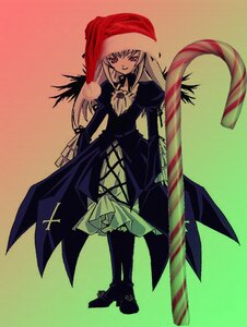 Rating: Safe Score: 0 Tags: 1girl blonde_hair boots dress frills full_body hat image long_hair long_sleeves red_eyes simple_background smile solo standing suigintou very_long_hair User: admin