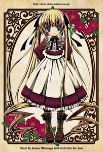 Rating: Safe Score: 0 Tags: 1girl apron blonde_hair blue_eyes boots bow dress flower full_body hair_ribbon image long_hair long_sleeves looking_at_viewer red_flower ribbon rose shinku solo twintails very_long_hair User: admin