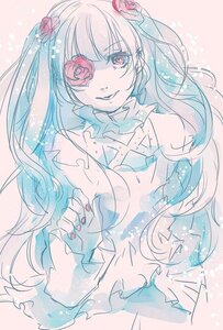 Rating: Safe Score: 0 Tags: 1girl bare_shoulders eyepatch flower hair_flower image kirakishou long_hair looking_at_viewer nail_polish red_flower rose smile solo upper_body User: admin