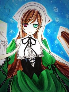 Rating: Safe Score: 0 Tags: 1girl black_ribbon brown_hair dress frills green_dress green_eyes head_scarf heterochromia image long_hair long_sleeves looking_at_viewer red_eyes solo suiseiseki very_long_hair User: admin