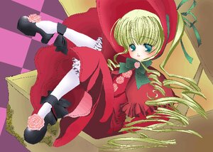 Rating: Safe Score: 0 Tags: 1girl argyle argyle_background bangs blonde_hair blue_eyes bonnet bow bowtie checkered checkered_background checkered_floor dress flower image in_box in_container long_hair long_sleeves looking_at_viewer pink_bow pink_flower pink_rose red_dress rose shinku sitting solo tile_floor tiles white_legwear User: admin