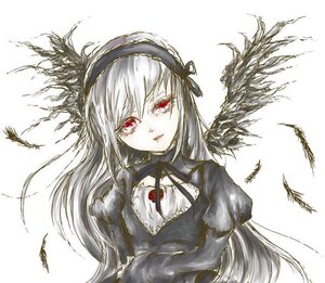 Rating: Safe Score: 0 Tags: 1girl black_feathers black_wings dress feathered_wings feathers flower frills hairband image long_hair long_sleeves looking_at_viewer puffy_sleeves red_eyes simple_background solo suigintou upper_body white_background wings User: admin