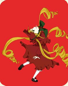 Rating: Safe Score: 0 Tags: 1girl blonde_hair bonnet bow dress drill_hair flower full_body green_eyes image long_hair long_sleeves red_background red_dress ringlets rose shinku shoes simple_background solo standing twin_drills twintails very_long_hair white_legwear User: admin