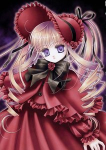 Rating: Safe Score: 0 Tags: 1girl artist_request blonde_hair blue_eyes bonnet bow capelet dress drill_hair flower frills hair_ribbon highres image long_hair long_sleeves looking_at_viewer pink_rose red_capelet red_dress ribbon rose rozen_maiden shinku solo twin_drills twintails very_long_hair User: admin