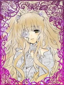 Rating: Safe Score: 0 Tags: 1girl blonde_hair dress eyepatch flower image kirakishou long_hair pink_rose rose solo thorns traditional_media two_side_up very_long_hair vines User: admin