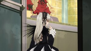 Rating: Safe Score: 0 Tags: black_dress dress frills hairband image lolita_hairband long_hair long_sleeves multiple_girls pair ribbon rose shinku silver_hair suigintou very_long_hair window User: admin