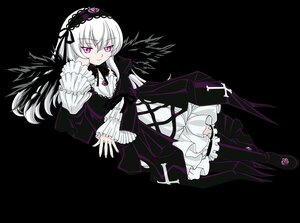 Rating: Safe Score: 3 Tags: 1girl black_wings dress frills full_body hairband image long_hair long_sleeves looking_at_viewer pink_eyes ribbon silver_hair smile solo suigintou transparent_background wings User: admin