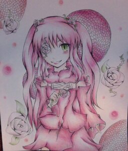 Rating: Safe Score: 0 Tags: 1girl dress flower green_eyes hair_ornament image kirakishou long_hair pink_flower pink_hair pink_rose red_rose rose smile solo thorns traditional_media two_side_up white_flower white_rose User: admin