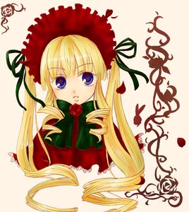 Rating: Safe Score: 0 Tags: 1girl blonde_hair blue_eyes bonnet bow bowtie drill_hair flower green_bow image long_hair long_sleeves looking_at_viewer rose shinku simple_background solo twintails upper_body yellow_background User: admin