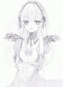 Rating: Safe Score: 0 Tags: 1girl bangs blunt_bangs commentary_request crossed_arms detached_collar dress eyebrows_visible_through_hair flower frilled_sleeves frills graphite_(medium) greyscale hairband image juliet_sleeves light_smile long_hair long_sleeves looking_at_viewer mini_wings monochrome puffy_sleeves raymie0124 ribbon rozen_maiden simple_background slit_pupils smile solo suigintou traditional_media upper_body white_background wide_sleeves wings User: admin