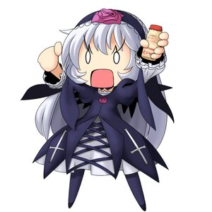 Rating: Safe Score: 0 Tags: 1girl bottle chibi commentary_request dress flower gothic_lolita hairband image long_hair long_sleeves musashino_udon o_o open_mouth purple_flower rose rozen_maiden silver_hair solo striped suigintou wings yakult User: admin
