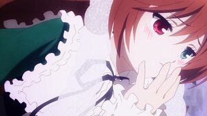 Rating: Safe Score: 0 Tags: 1girl bangs blush closed_mouth frills heterochromia image long_sleeves looking_at_viewer red_eyes red_hair ribbon short_hair smile solo suiseiseki upper_body User: admin