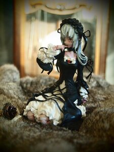 Rating: Safe Score: 0 Tags: 1girl black_dress black_ribbon blurry closed_mouth doll doll_joints dress flower frills gothic_lolita hairband joints lolita_fashion lolita_hairband long_hair long_sleeves photo red_eyes rose silver_hair sitting solo suigintou wide_sleeves User: admin