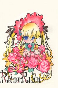 Rating: Safe Score: 0 Tags: 1girl blonde_hair blue_eyes bonnet bow bowtie dress flower image long_hair long_sleeves looking_at_viewer pink_flower pink_rose red_dress rose shinku simple_background solo twintails very_long_hair yellow_background User: admin