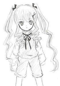 Rating: Safe Score: 0 Tags: 1girl :< greyscale hair_ornament hair_ribbon image long_hair long_sleeves looking_at_viewer monochrome ribbon shinku simple_background solo standing striped twintails very_long_hair wavy_hair white_background User: admin