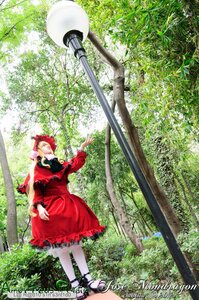 Rating: Safe Score: 0 Tags: 1girl bush day dress flower forest frills garden grass long_sleeves nature outdoors red_dress red_hair shinku solo tree User: admin