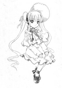 Rating: Safe Score: 0 Tags: 1girl artist_request auto_tagged bonnet bowtie capelet dress drill_hair full_body greyscale hat image long_hair long_sleeves looking_at_viewer monochrome photoshop_(medium) rozen_maiden shinku simple_background sitting sketch smile solo v_arms very_long_hair white_background User: admin