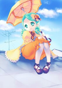 Rating: Safe Score: 0 Tags: 1girl cloud day dress drill_hair frills green_eyes green_hair hair_ornament highres holding_umbrella image iwaku kanaria long_sleeves outdoors pantyhose parasol ribbon rooftop rozen_maiden shoes short_hair sitting sky smile solo twin_drills umbrella User: admin