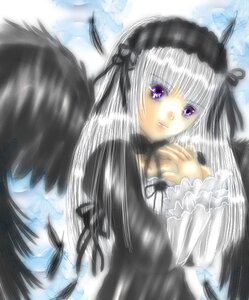 Rating: Safe Score: 0 Tags: 1girl black_feathers black_ribbon black_wings dress feathers frilled_sleeves frills gothic_lolita hairband image lips lolita_fashion lolita_hairband long_hair long_sleeves looking_at_viewer purple_eyes ribbon silver_hair solo suigintou wings User: admin