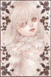 Rating: Safe Score: 0 Tags: 1girl bangs flower frame image kirakishou letterboxed lips long_hair rose solo thorns traditional_media upper_body white_flower white_hair white_rose yellow_eyes User: admin