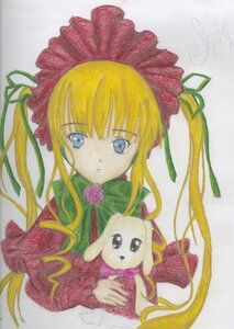 Rating: Safe Score: 0 Tags: 1girl blonde_hair blue_eyes bonnet bow bowtie dress flower green_bow image long_hair long_sleeves looking_at_viewer marker_(medium) photo pink_rose red_dress rose shikishi shinku sidelocks simple_background solo traditional_media twintails upper_body white_background User: admin