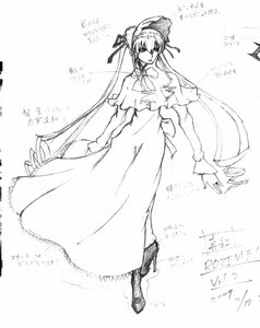 Rating: Safe Score: 0 Tags: 1girl bonnet boots bowtie dated dress drill_hair full_body greyscale hairband image long_hair long_sleeves looking_at_viewer monochrome shinku solo standing very_long_hair User: admin