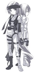 Rating: Safe Score: 0 Tags: 2girls back-to-back bandaid boots full_body gloves greyscale image looking_at_viewer monochrome multiple_girls pair short_hair souseiseki standing suiseiseki thigh_strap User: admin
