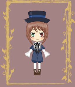 Rating: Safe Score: 0 Tags: 1girl blue_dress brown_hair chibi dress full_body green_eyes hat heterochromia image long_sleeves looking_at_viewer pantyhose red_eyes short_hair simple_background smile solo souseiseki standing top_hat white_legwear User: admin