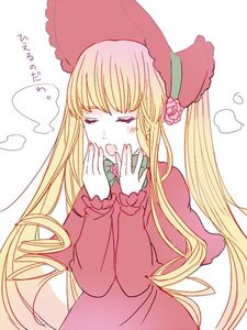 Rating: Safe Score: 0 Tags: 1girl =3 blonde_hair blush bonnet bow closed_eyes dress flower hat image long_hair long_sleeves open_mouth red_flower rose shinku solo twintails yawning User: admin