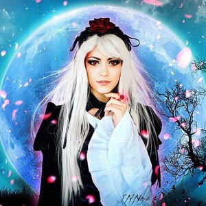 Rating: Safe Score: 0 Tags: 1girl artist_name cherry_blossoms crescent_moon flower full_moon hair_flower hair_ornament lips long_hair looking_at_viewer moon nail_polish night night_sky petals red_eyes solo suigintou white_hair User: admin