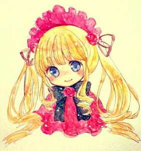 Rating: Safe Score: 0 Tags: 1girl bangs blonde_hair blue_eyes blush bow drill_hair flower full_body image long_hair looking_at_viewer pink_flower pink_rose rose shinku simple_background smile solo traditional_media twin_drills twintails very_long_hair yellow_background User: admin