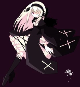 Rating: Safe Score: 0 Tags: 1girl black_legwear detached_collar dress flower frilled_sleeves frills full_body hairband image kneehighs lolita_hairband long_hair long_sleeves looking_at_viewer red_eyes ribbon rose simple_background solo suigintou wings User: admin