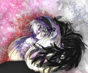 Rating: Safe Score: 0 Tags: 1girl black_ribbon black_wings closed_eyes dress flower frills from_above hair_ribbon hairband image long_hair long_sleeves ribbon sleeping solo suigintou very_long_hair wings User: admin