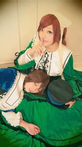 Rating: Safe Score: 0 Tags: brown_hair closed_eyes dress finger_to_mouth green_dress hat lips long_sleeves multiple_cosplay multiple_girls short_hair siblings sisters souseiseki suiseiseki tagme twins User: admin