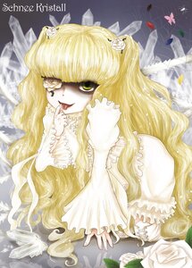 Rating: Safe Score: 0 Tags: 1girl blonde_hair bug dress flower hair_flower hair_ornament image insect kirakishou long_hair rose solo thorns tongue tongue_out very_long_hair white_flower white_rose yellow_eyes User: admin