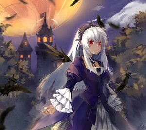 Rating: Safe Score: 0 Tags: 1girl black_feathers black_wings dress feathers frills full_moon hairband image juliet_sleeves lolita_hairband long_hair long_sleeves looking_at_viewer moon night outdoors puffy_sleeves red_eyes silver_hair sky solo suigintou wings User: admin