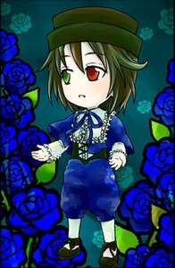 Rating: Safe Score: 0 Tags: 1boy blue_flower blue_rose flower green_eyes hat heterochromia image red_eyes rose solo souseiseki suiseiseki User: admin