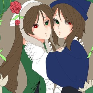 Rating: Safe Score: 0 Tags: 2girls brown_hair dress flower green_eyes hat head_scarf heterochromia image leaf long_hair looking_at_viewer multiple_girls pair plant red_eyes red_flower red_rose rose short_hair siblings sisters souseiseki suiseiseki thorns twins vines watering_can User: admin