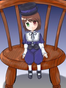Rating: Safe Score: 0 Tags: 1girl brown_hair dress expressionless full_body green_eyes hat heterochromia image long_sleeves looking_at_viewer pantyhose red_eyes shoes short_hair sitting solo souseiseki top_hat User: admin