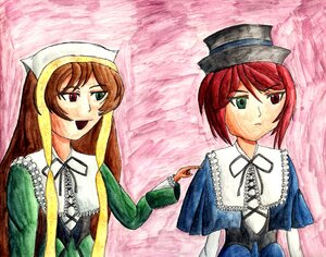 Rating: Safe Score: 0 Tags: 2girls brown_hair dress frills green_dress green_eyes hat head_scarf heterochromia image long_hair long_sleeves multiple_girls open_mouth pair red_eyes short_hair siblings sisters smile souseiseki suiseiseki top_hat twins User: admin